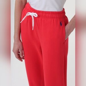 Polo by Ralph Lauren Sporty Red Sweatpants Blue Pony XXS Women's Cozy Fleece